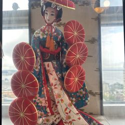 Vintage Japanese Geisha Kimono Doll Handmade With 6 Hats - Rare Find!