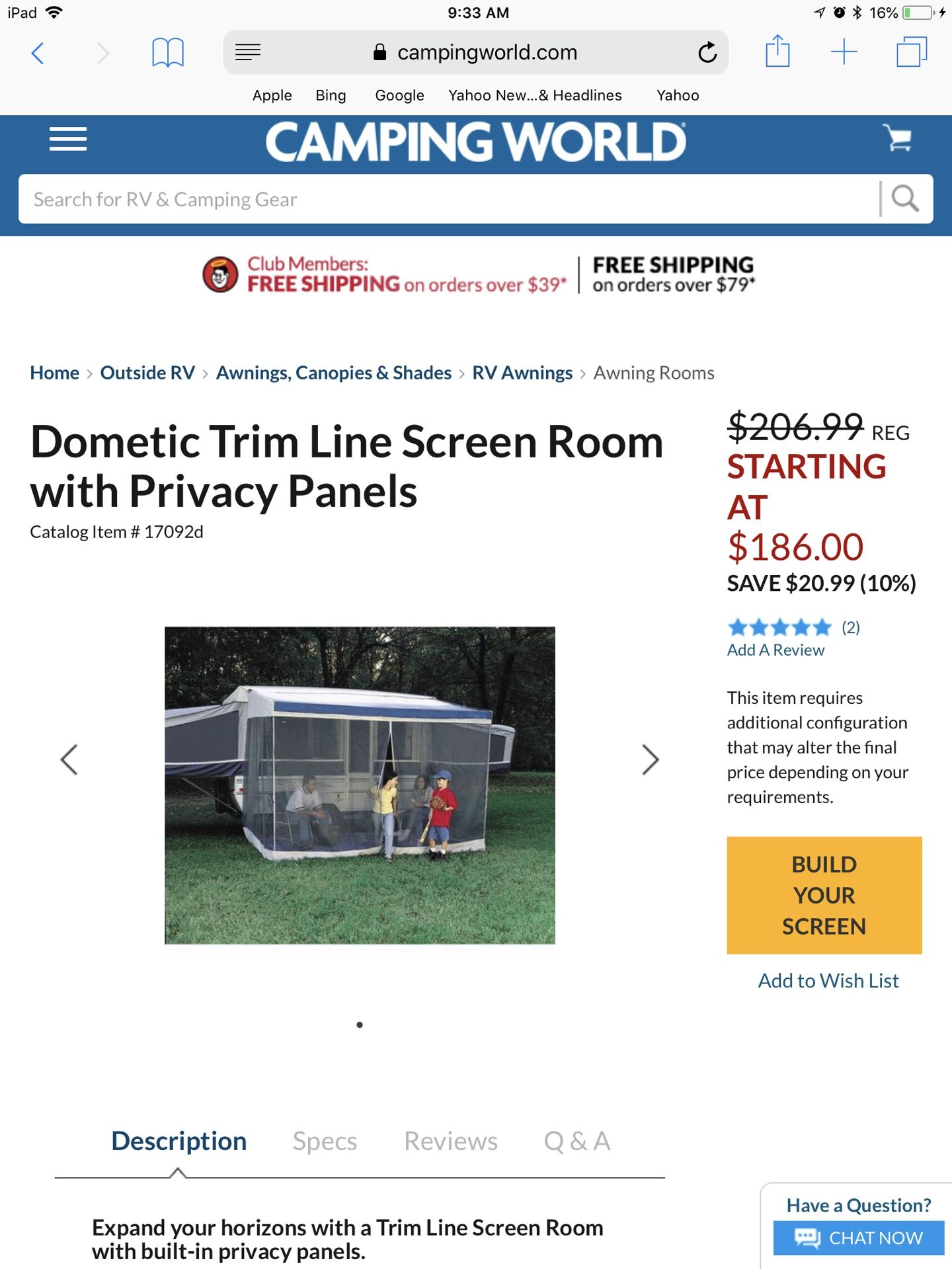 Screen room for camper 10ft canopy