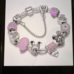Pandora  Bracelet With Charms Including Mickey Mouse 