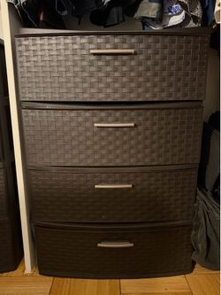 Brown 4-Drawer Plastic Storage Chest