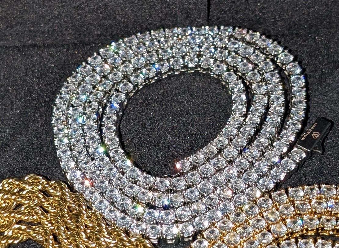 3mm Tennis Chain White Gold Plated