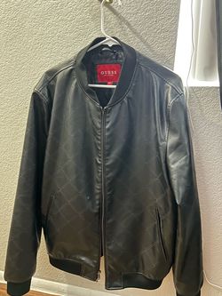 Guess Los Angeles Black Faux Leather Bomber Jacket