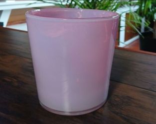 Vintage Pink Cased Glass Planter / Cylinder Vase (5" x 5") - Hand Blown