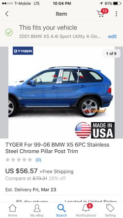 Chrome BMW X5 pillars 99-06