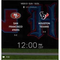 Texans vs 49ers 10/26/25 Lower level500