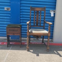 Antique furniture barley twist sewing stool