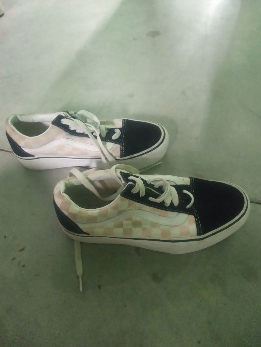Vans Pink And White Checkered platforms