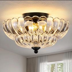 Glass modern flushed ceiling light fixture