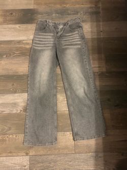 Gray Washed Straight Leg Jeans