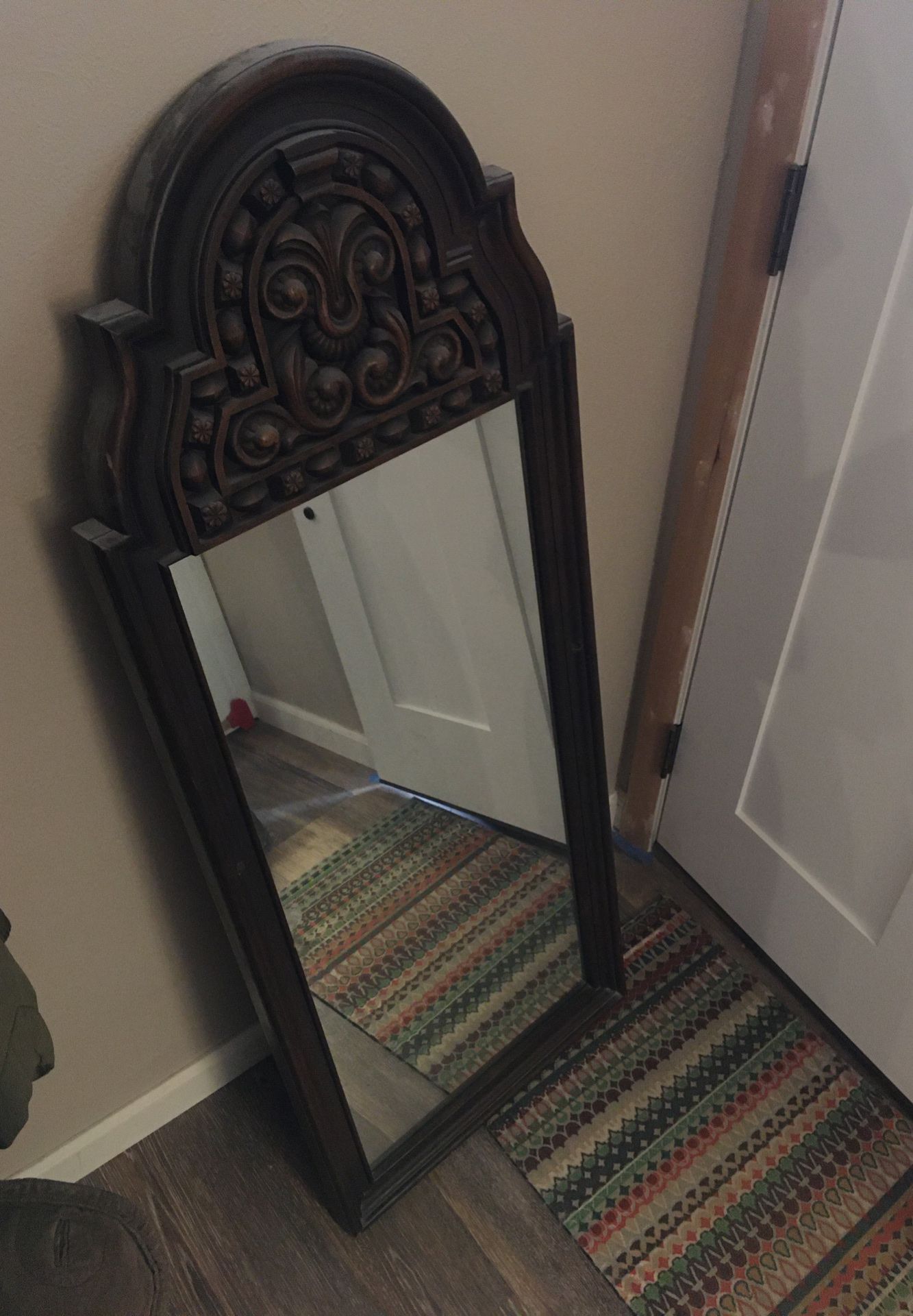 Antique solid wood frame mirror