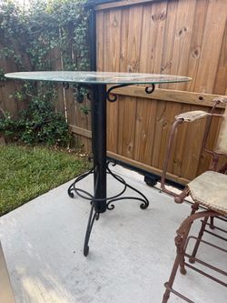 Round Glass Top Wrought Iron Bistro Table