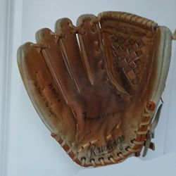 Vintage Fernando Valenzuela Baseball Softball Glove Mitt Leather Rawlings 1980's Los Angeles Dodgers Pitchers 13" Signature Model