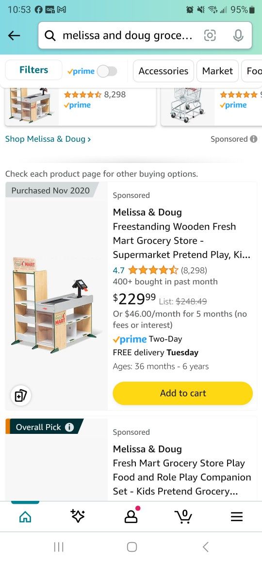 Melissa & Doug Freestanding Wooden Fresh Mart Grocery Store - Supermarket Pretend Play, Kids Play Store, Toy Food Stand For Toddlers And Kids Ages 3+ 