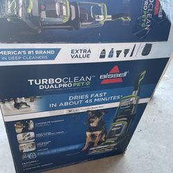 Bissell Turbo clean DualPro Pet drive fast in about 45 minutes two words of cleaning deep clean 1.25 gallon tank size includes the shampoo