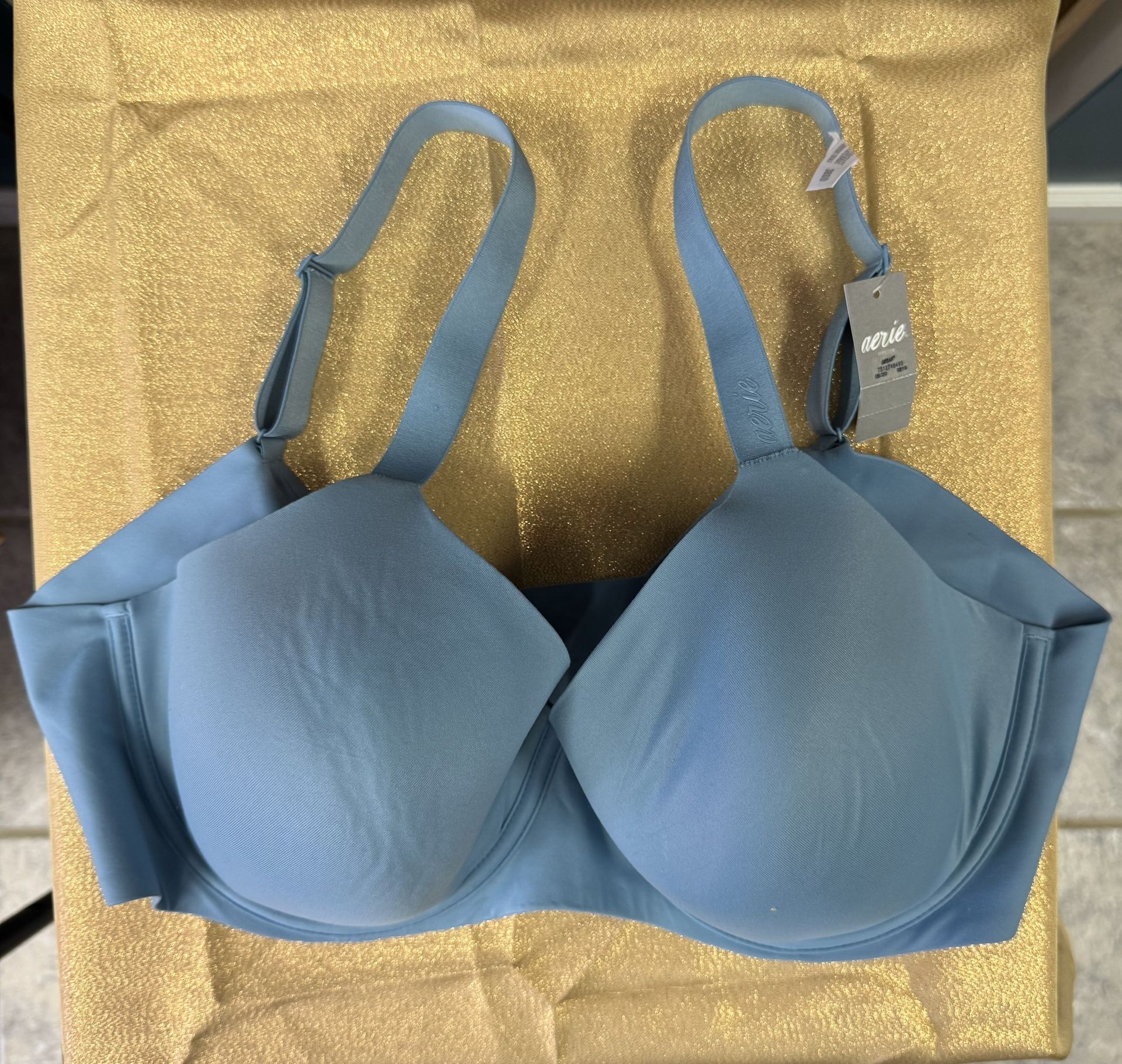 Aerie Real Sunnie Full Coverage Underwire Blue Bra Padded Women’s 38DD !