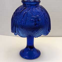 Vintage Indiana Glass cobalt blue fairy lamp