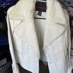 Roberto Rucci Women’s White Leather Jacket Size M