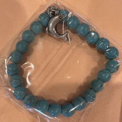 Teal bead Dolphin Charm Bracelet NEW!!