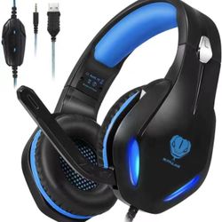 Gaming Headset for Xbox One with Stereo Surround Sound, PS4 Headset with Noise Canceling Mic & LED Light, Over Ear Gaming Headphones for PC, Nintendo 