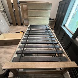Solid Wood Twin Bed With Drawer, Mattress, And Bunkie Board!