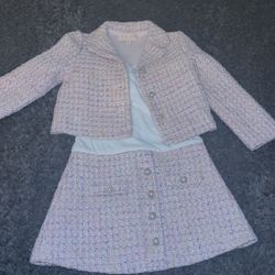 Girls 2-Piece Tweed Skirt Set – Good Condition
