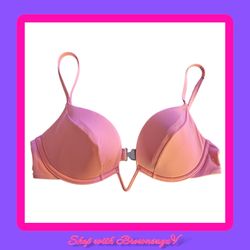 Mugler x H&M Padded V Bikini Top Pink Swim Top US 14