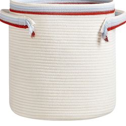 Cotton Rope Laundry Hamper with Tassel Handle (14.6"x15.7")