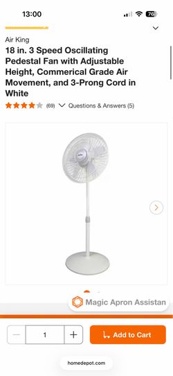 Air King Oscillating Pedestal Fan 18”