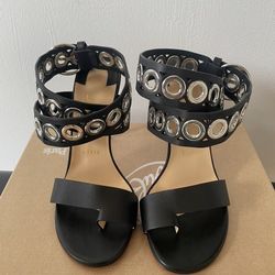 Christian Louboutin Leather Eyelet Trim Sandals
