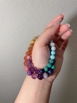 š Natural Rainbow Crystal Bracelet Set āØ