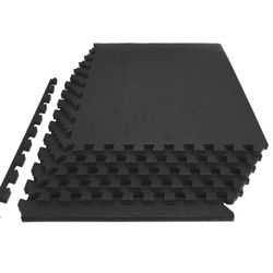 Extra Thick Exercise Puzzle Mat Black 24 in. x 24 in. x 1 in. EVA Foam Interlocking Anti-Fatigue (6-pack) (24 sq. ft.)
