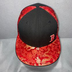 Vintage New Era 59FIFTY Boston Red Sox Chinese Dragon Silk Hat MADE IN USA 7 3/8