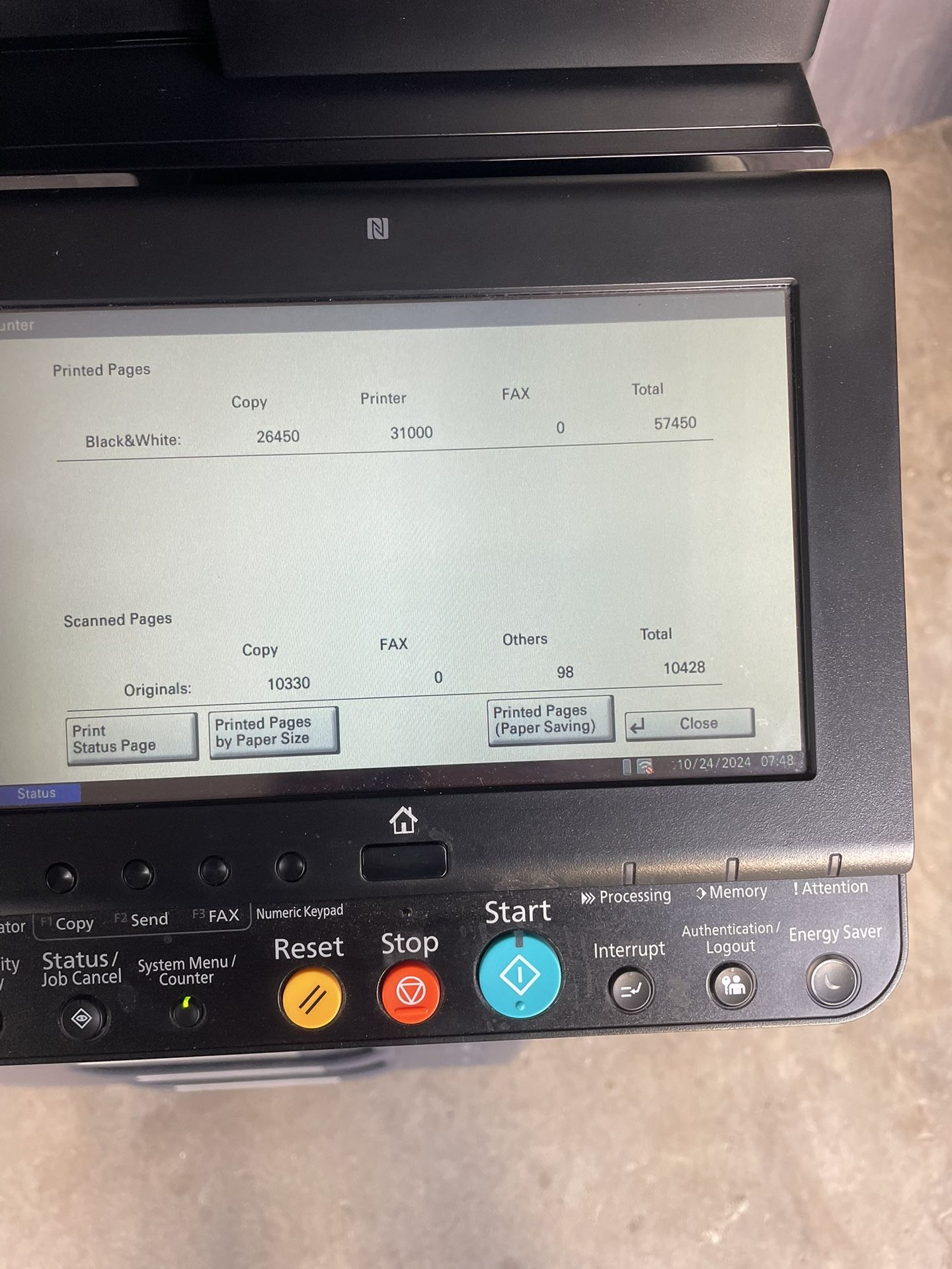 Kyocera TASKalfa 3212i Black & White Copier Low Counter, 60K Only