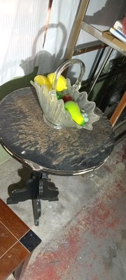 Antique Glass Fruit With Table 