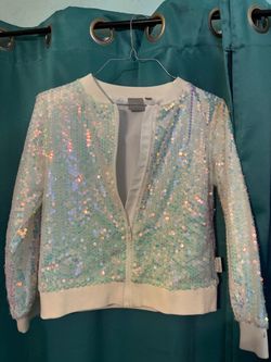 Frozen 2- Iridescent Sequin Zip-Up Bomber Jacket