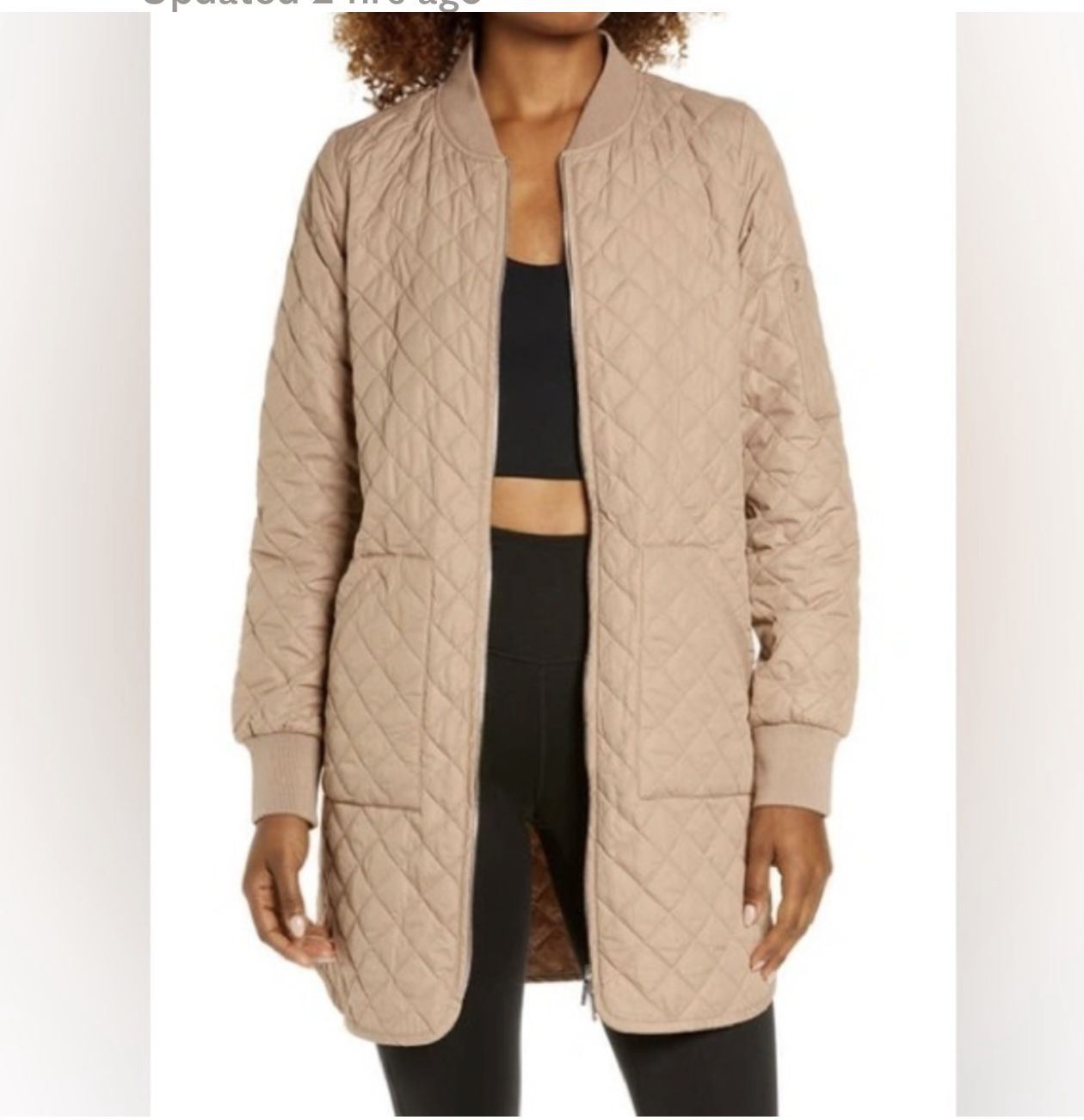 Zella Longline Quilted Bonner Jacket.  Size Med NWT