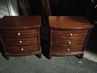 2 solid wood end tables. Both for 30  Drawers roll in and out very smooth