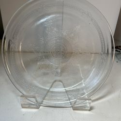 Vintage Fire King Etched Glass Pie Plate