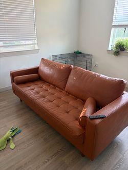 Cognac Vegan Leather Sofa