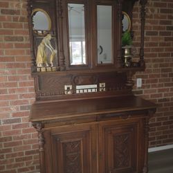 Antique hunt cabinet hutch