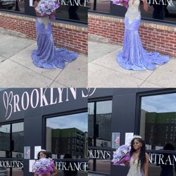 (Xs-S)PURPLE PROM DRESS
