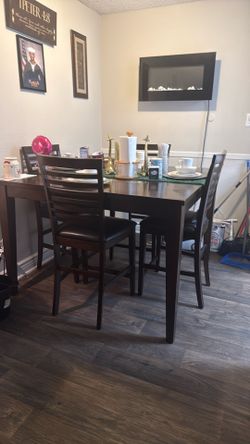 Chocolate bar top dining room 5 piece set