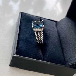 David Yurman Sterling Silver And Blue Topaz Ring