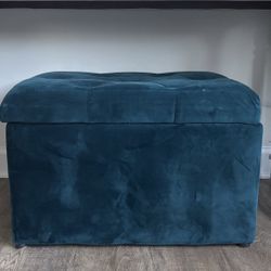 Velvet Storage Ottoman – Teal Tufted Cube