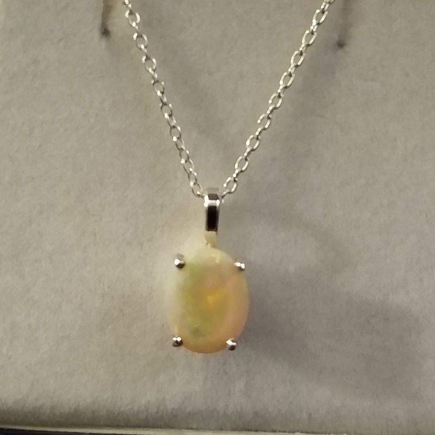 Genuine Ethiopian Opal New In Box Sterling Silver Necklace!
