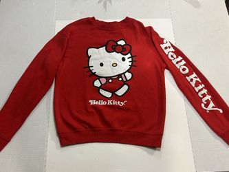 Sanrio Hello Kitty Crewneck Sweatshirt Red Sleeve Print Size X Small