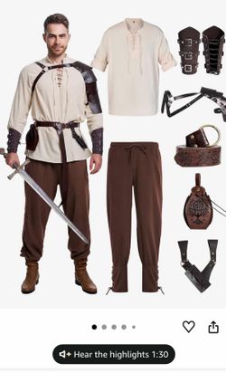 Men’s renaissance costume Halloween medieval pirate shirt pant Viking costume accessories with gothic steampunk waistcoat and velvet cape - XL