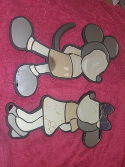 Vintage Mickey & Minnie Mouse Mirror Wall Hanger