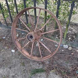 Old Old Steel Wagon Wheel Perfect Yard Ornament 