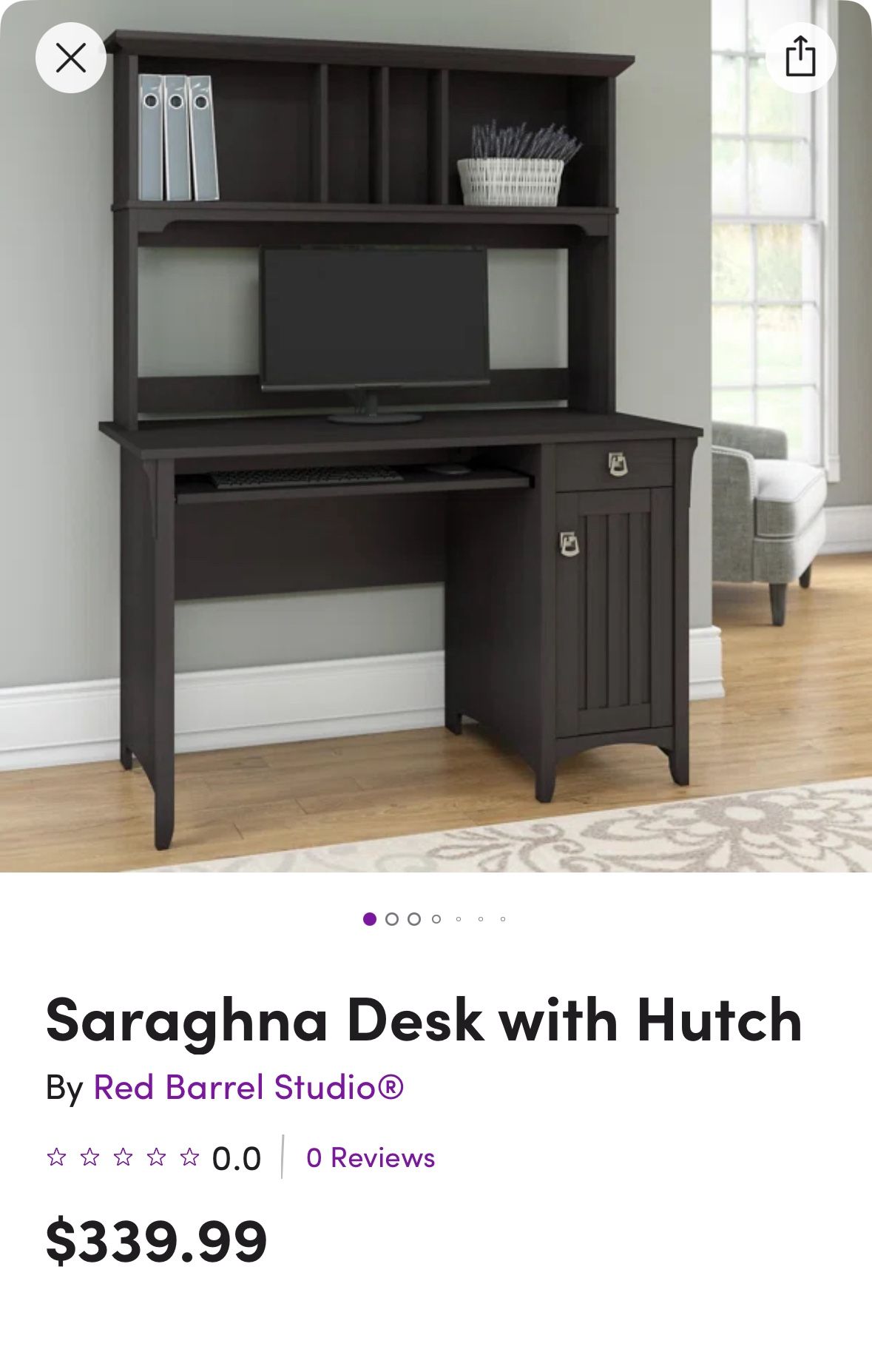 Black Desk With Hutch